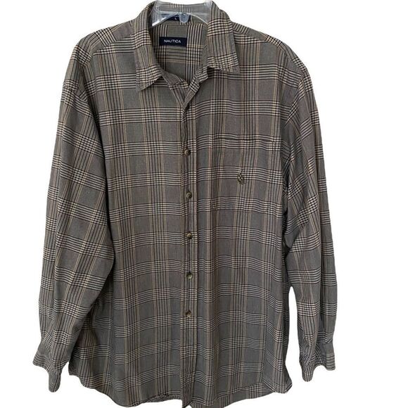 Nautica Mens Button Down Plaid Shirt - Picture 1 of 3